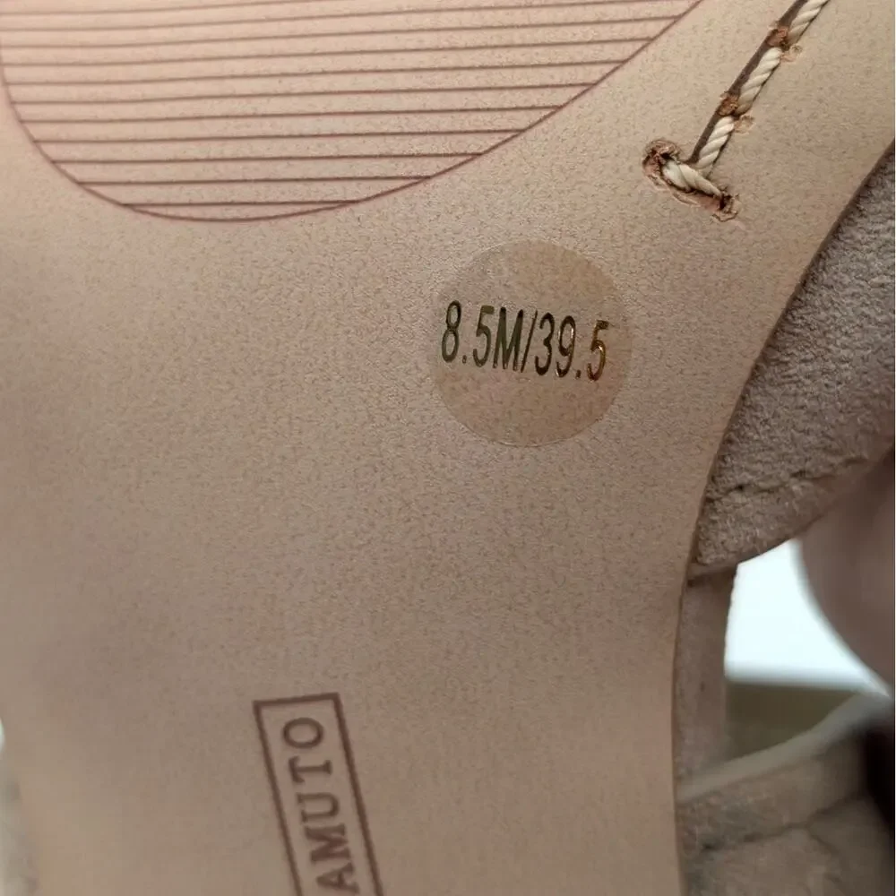 Vince Camuto Lyle Kitten Heel Sandal Back Zip Women's Natural Size US8.5M EU39.5